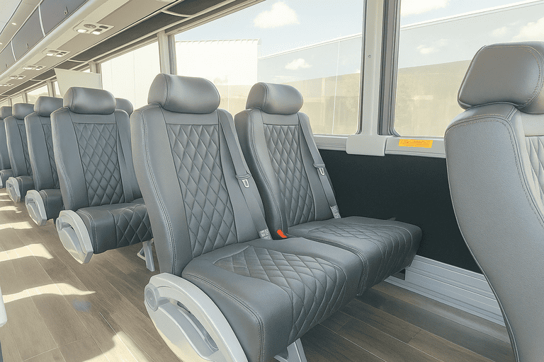 interior of Longview Minibus Company charter bus