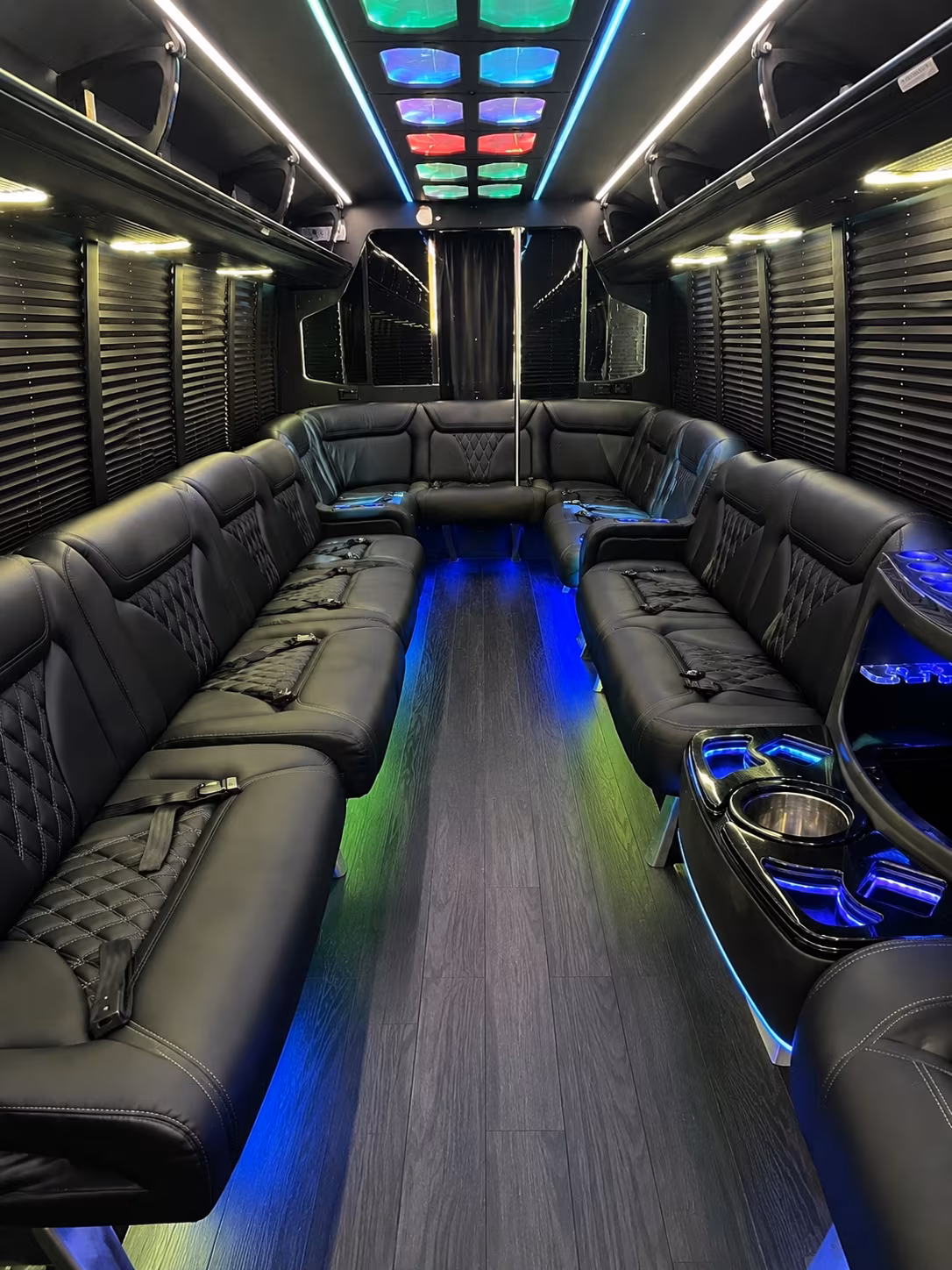 longview 20 passenger party bus interior