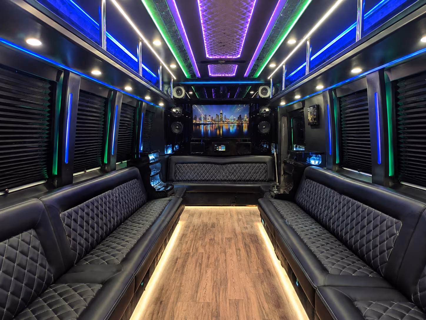 longview 25 passenger party bus interior