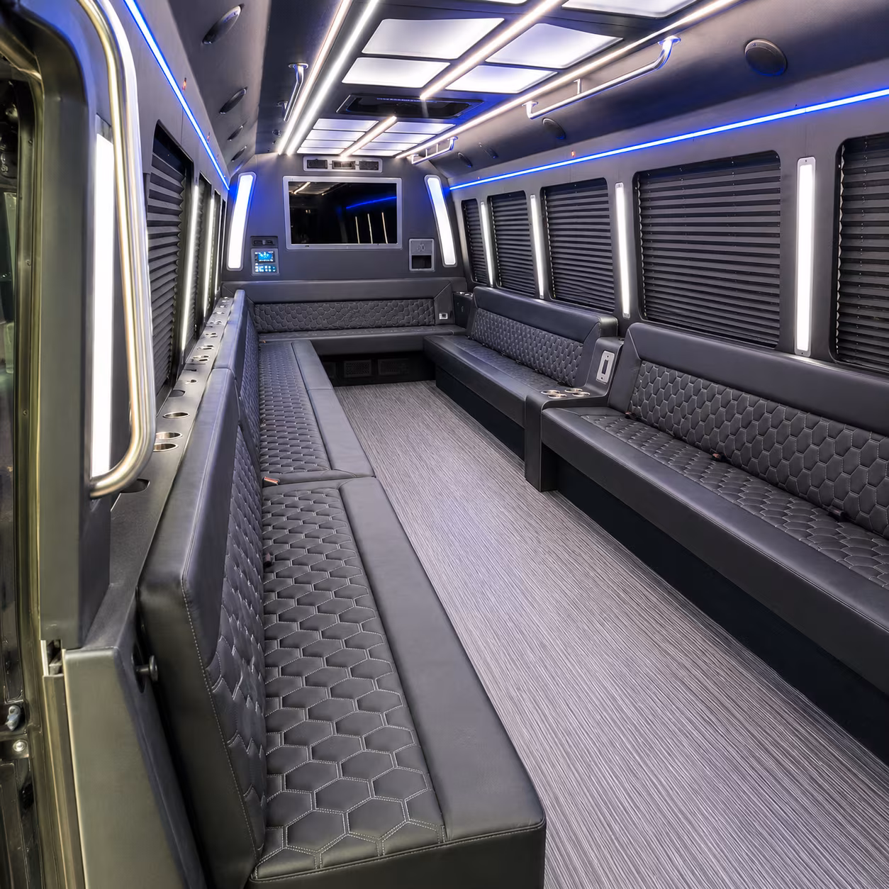 longview 40 passenger party bus interior