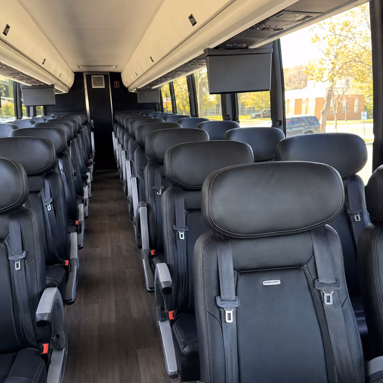 longview 45 passenger charter bus inside