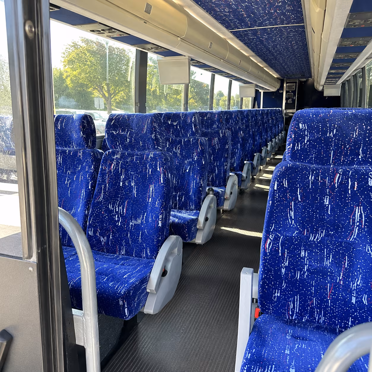 longview 50 passenger charter bus inside