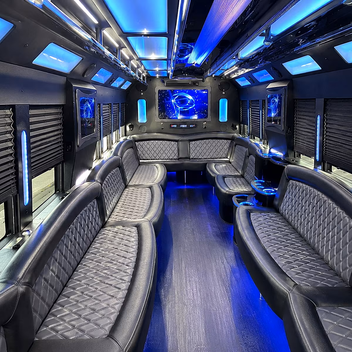 longview 50 passenger party bus interior